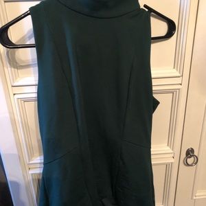 White House Black Market Mockneck Emerald Blouse
